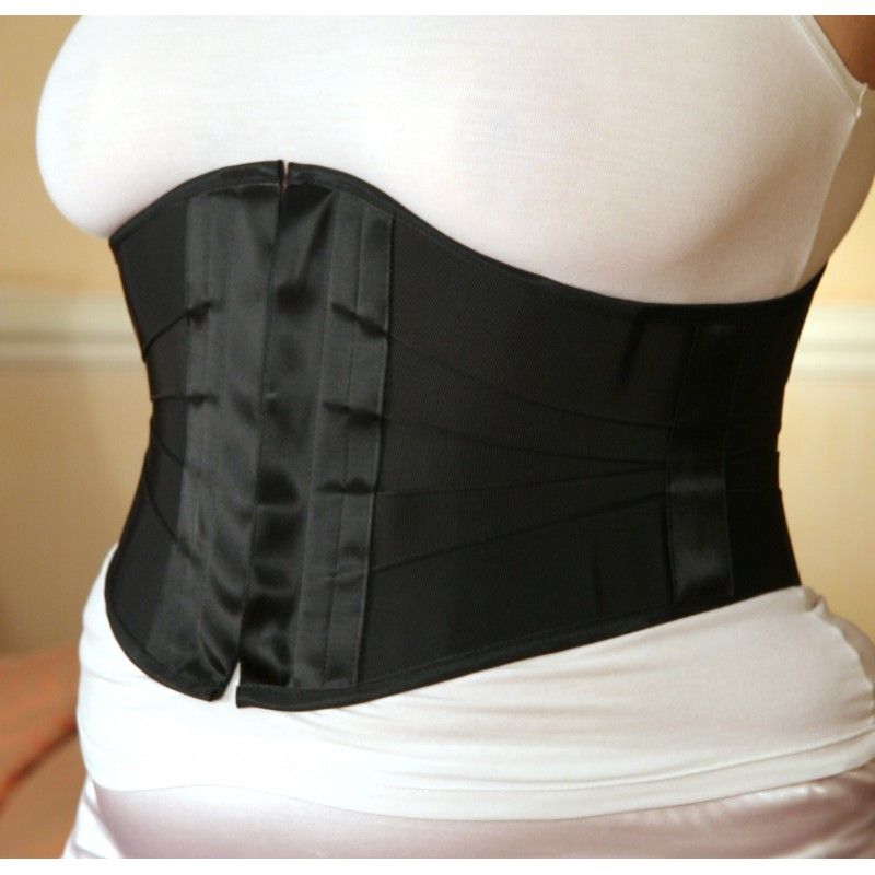 corset underbust C210 in black satin and black ribbons - Boho-Chic  Clothing