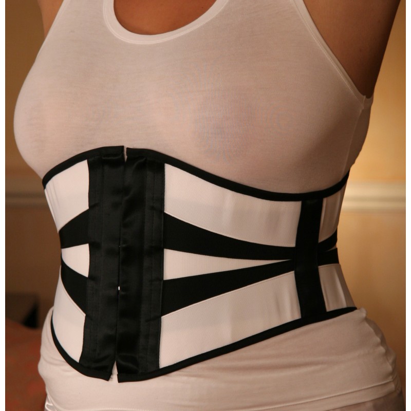 corset underbust C210 in black satin and black ribbons - Boho