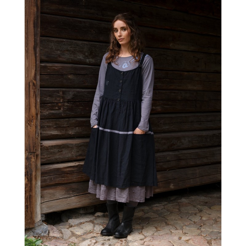 dress 55822 AUSTINE Black linen - Boho-Chic Clothing