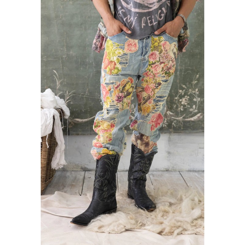 jean's Applique 7 Denim in Washed Indigo - Boho-Chic Clothing