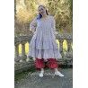 robe SOLINE voile de coton bleu gris à imprimé fleurs et petits pois rouges Taille XL Les Ours - 10