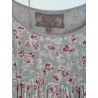 robe SOLINE voile de coton bleu gris à imprimé fleurs et petits pois rouges Taille XL Les Ours - 6