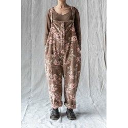 overalls ALAIN Chocolate with pink flowers velvet Les Ours - 1