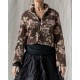 jacket BEGONIA Chocolate with pink flowers velvet Les Ours - 1