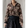 jacket BEGONIA Chocolate with pink flowers velvet Les Ours - 1