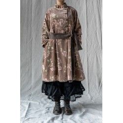 coat BLEUET Macaroon with pink flowers velvet Les Ours - 1