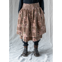 skirt LOUMI Macaroon with pink flowers velvet Les Ours - 1