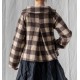 jacket AZALEE Large checks wooly cotton Les Ours - 16