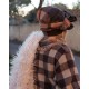 hood collar TOURNESOL Macaroon with large checks cotton Les Ours - 13