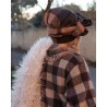 hood collar TOURNESOL Macaroon with large checks cotton Les Ours - 13