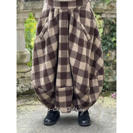 skirt CURCUMA Large checks wooly cotton Les Ours - 1