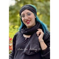 scarf PAULINE Black with white polka dots cotton