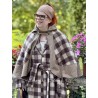 cape HOYA Large checks and Houndstooth woolly cotton Les Ours - 13