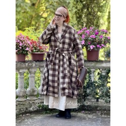 coat COSMOS Large checks wooly cotton