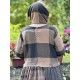 dress LOUISE Macaroon checkered cotton and Black linen patchwork Les Ours - 14