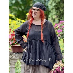 tunic JACINTHE Black cotton voile