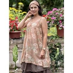 short dress LEA Macaroon with pink flowers cotton voile