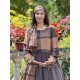 dress LOUISE Macaroon checkered cotton and Black linen patchwork Les Ours - 3