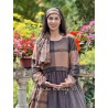 dress LOUISE Macaroon checkered cotton and Black linen patchwork Les Ours - 3