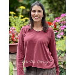 long sleeves T-shirt 44984 GINGER Burgundy jersey Ewa i Walla - 1