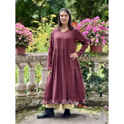 dress 55876 VANDA Burgundy striped linen Ewa i Walla - 1