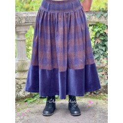 skirt 22248 NANNA Red and Blue checkered cotton-wool and Midnight blue velvet