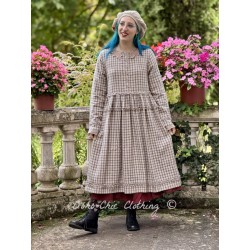 dress 55879 MALENA Beige checked linen