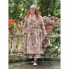 coat COSMOS Macaroon with pink flowers velvet Les Ours - 1