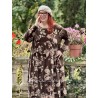 dress MUGUET Chocolate with pink flowers velvet Les Ours - 3