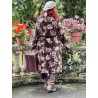 coat COSMOS Chocolate with pink flowers velvet Les Ours - 6