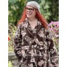 coat COSMOS Chocolate with pink flowers velvet Les Ours - 4