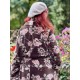 coat COSMOS Chocolate with pink flowers velvet Les Ours - 7