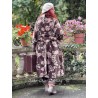 coat COSMOS Chocolate with pink flowers velvet Les Ours - 10