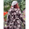 coat COSMOS Chocolate with pink flowers velvet Les Ours - 11