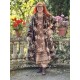 coat COSMOS Chocolate with pink flowers velvet Les Ours - 13