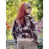 jacket BEGONIA Chocolate with pink flowers velvet Les Ours - 3