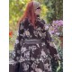 coat BLEUET Chocolate with pink flowers velvet Les Ours - 1