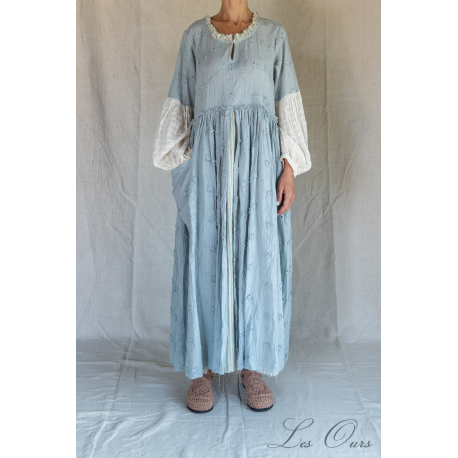 robe AIMONA coton brodé Bleu Les Ours - 1