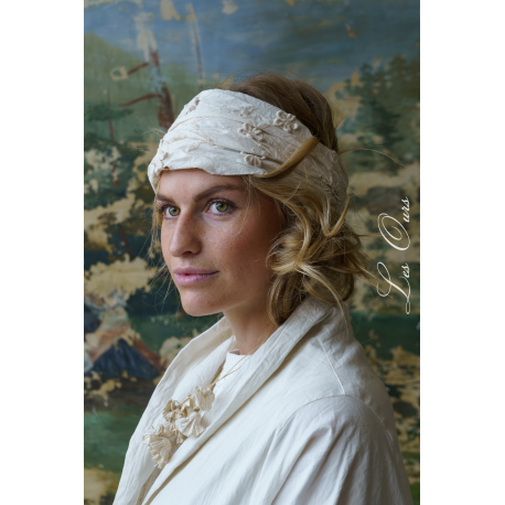 headband CELESTE Ecru embroidered cotton