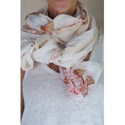 scarf PAULINE Flower print cotton poplin