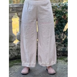 pantalon GUS coton Rayé rose