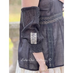 cuffs BLANDINE Black with white polka dots cotton