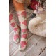 socks Over The Knee in Red Roses Magnolia Pearl - 1