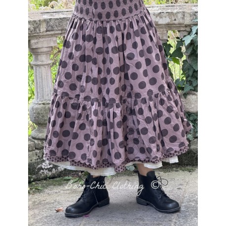 skirt 22193 TRESS Dark mauve with large dots cotton Ewa i Walla - 1