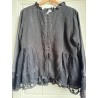 long jacket 66352 Vintage black linen Size XL Ewa i Walla - 2