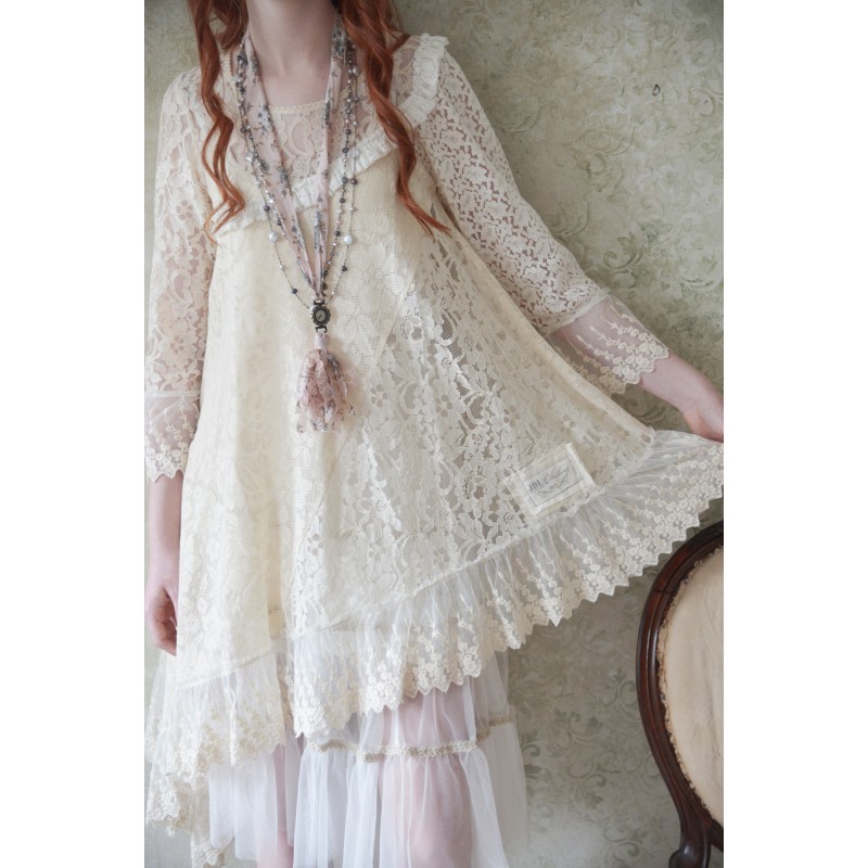 cream lace boho dress