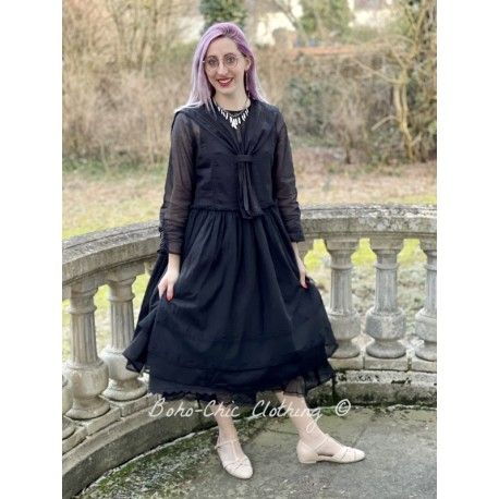 dress 55688 Vintage black organdie Ewa i Walla - 11