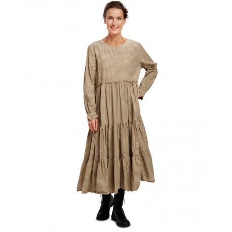 robe 55719 coton Beige à fines rayures Ewa i Walla - 7