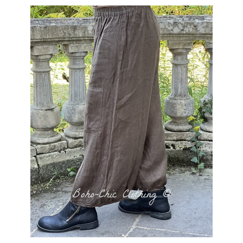 pants GUS Chocolate linen - Boho-Chic Clothing