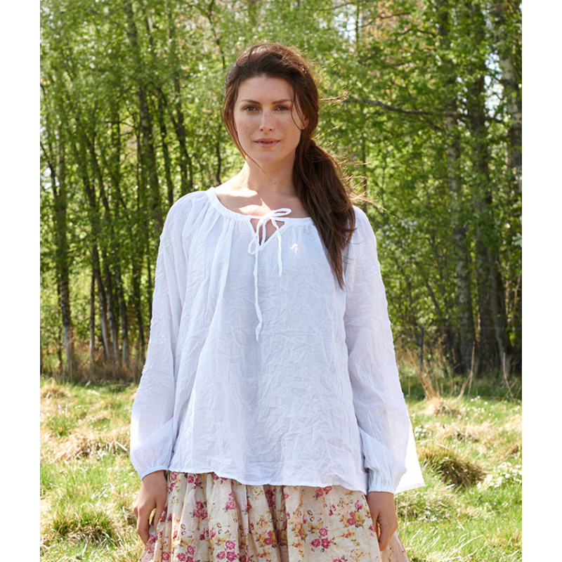 blouse 44899 MIRELLA White cotton voile - Boho-Chic Clothing